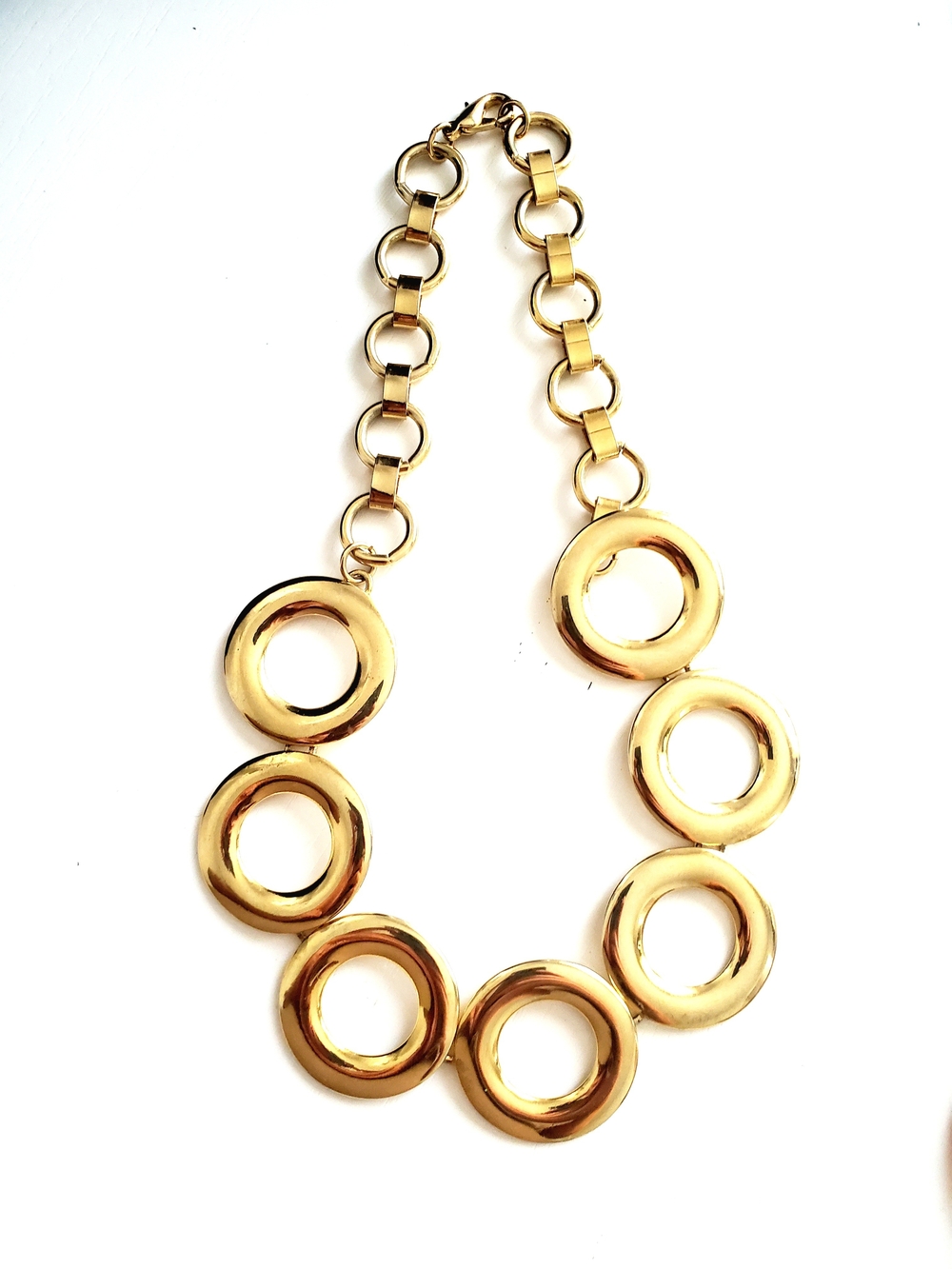 Gold Statement Circle Link Necklace